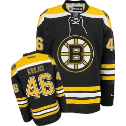 David Krejci Youth Reebok Boston Bruins Authentic Black Home NHL Jersey
