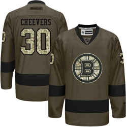 Gerry Cheevers Reebok Boston Bruins Authentic Green Salute to Service NHL Jersey