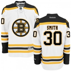 Jeremy Smith Youth Reebok Boston Bruins Premier White Away Jersey