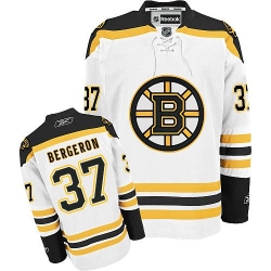 Patrice Bergeron Youth Reebok Boston Bruins Premier White Away NHL Jersey