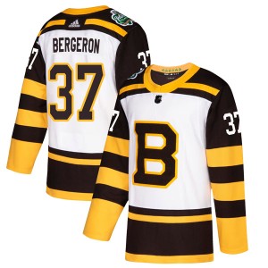 Patrice Bergeron Youth Adidas Boston Bruins Authentic White 2019 Winter Classic Jersey