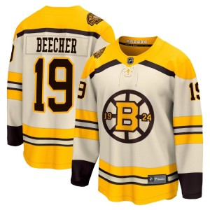 Johnny Beecher Youth Fanatics Branded Boston Bruins Premier Cream Breakaway 100th Anniversary Jersey