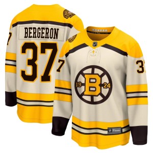 Patrice Bergeron Youth Fanatics Branded Boston Bruins Premier Cream Breakaway 100th Anniversary Jersey