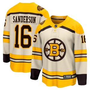 Derek Sanderson Youth Fanatics Branded Boston Bruins Premier Cream Breakaway 100th Anniversary Jersey