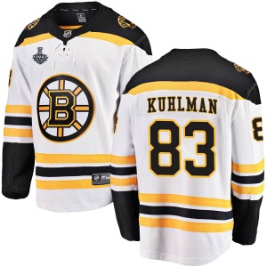 Karson Kuhlman Youth Fanatics Branded Boston Bruins Breakaway White Away 2019 Stanley Cup Final Bound Jersey