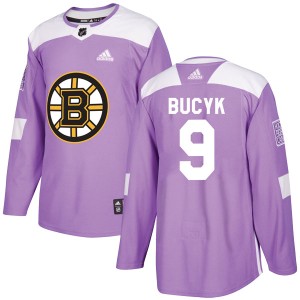 Johnny Bucyk Men's Adidas Boston Bruins Authentic Purple Fights Cancer Practice Jersey