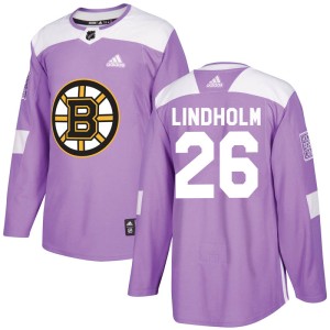 Par Lindholm Men's Adidas Boston Bruins Authentic Purple Fights Cancer Practice Jersey