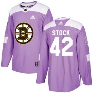Pj Stock Men's Adidas Boston Bruins Authentic Purple Fights Cancer Practice Jersey