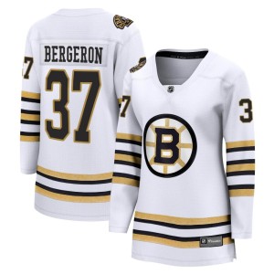 Patrice Bergeron Women's Fanatics Branded Boston Bruins Premier White Breakaway 100th Anniversary Jersey