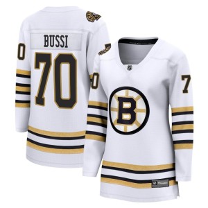 Brandon Bussi Women's Fanatics Branded Boston Bruins Premier White Breakaway 100th Anniversary Jersey