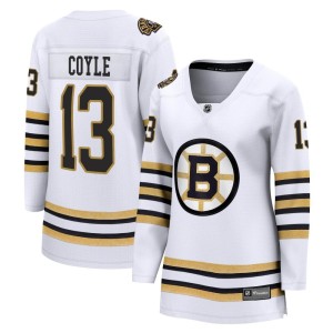 Charlie Coyle Women's Fanatics Branded Boston Bruins Premier White Breakaway 100th Anniversary Jersey