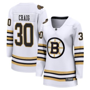 Jim Craig Women's Fanatics Branded Boston Bruins Premier White Breakaway 100th Anniversary Jersey