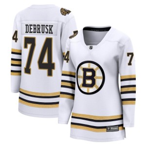Jake DeBrusk Women's Fanatics Branded Boston Bruins Premier White Breakaway 100th Anniversary Jersey