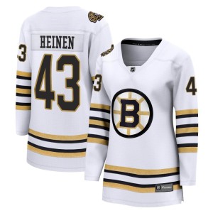 Danton Heinen Women's Fanatics Branded Boston Bruins Premier White Breakaway 100th Anniversary Jersey