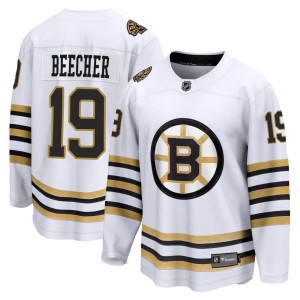 Johnny Beecher Youth Fanatics Branded Boston Bruins Premier White Breakaway 100th Anniversary Jersey