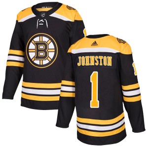 Eddie Johnston Men's Adidas Boston Bruins Authentic Black Home Jersey