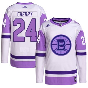 Don Cherry Men's Adidas Boston Bruins Authentic White/Purple Hockey Fights Cancer Primegreen Jersey