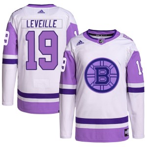 Normand Leveille Men's Adidas Boston Bruins Authentic White/Purple Hockey Fights Cancer Primegreen Jersey
