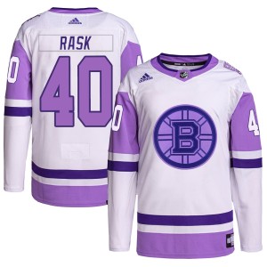 Tuukka Rask Men's Adidas Boston Bruins Authentic White/Purple Hockey Fights Cancer Primegreen Jersey
