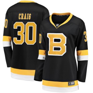 Jim Craig Women's Fanatics Branded Boston Bruins Premier Black Breakaway Alternate Jersey