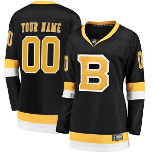 Custom Women's Fanatics Branded Boston Bruins Premier Black Custom Breakaway Alternate Jersey