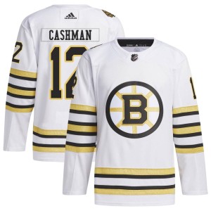 Wayne Cashman Men's Adidas Boston Bruins Authentic White 100th Anniversary Primegreen Jersey