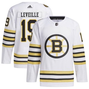 Normand Leveille Men's Adidas Boston Bruins Authentic White 100th Anniversary Primegreen Jersey