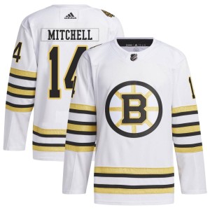 Ian Mitchell Men's Adidas Boston Bruins Authentic White 100th Anniversary Primegreen Jersey