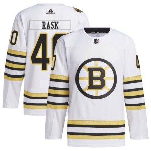 Tuukka Rask Men's Adidas Boston Bruins Authentic White 100th Anniversary Primegreen Jersey