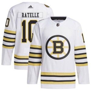 Jean Ratelle Men's Adidas Boston Bruins Authentic White 100th Anniversary Primegreen Jersey