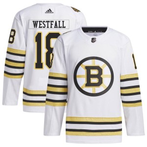 Ed Westfall Men's Adidas Boston Bruins Authentic White 100th Anniversary Primegreen Jersey