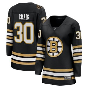 Jim Craig Women's Fanatics Branded Boston Bruins Premier Black Breakaway 100th Anniversary Jersey