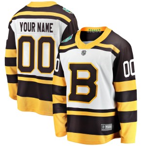 Custom Youth Fanatics Branded Boston Bruins Breakaway White Custom 2019 Winter Classic Jersey
