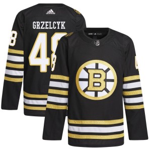 Matt Grzelcyk Youth Adidas Boston Bruins Authentic Black 100th Anniversary Primegreen Jersey