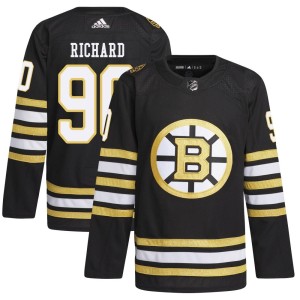 Anthony Richard Youth Adidas Boston Bruins Authentic Black 100th Anniversary Primegreen Jersey