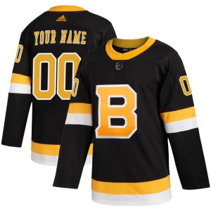 Custom Youth Adidas Boston Bruins Authentic Black Custom Alternate Jersey