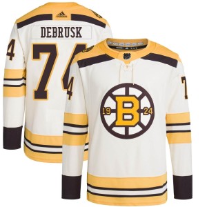 Jake DeBrusk Youth Adidas Boston Bruins Authentic Cream 100th Anniversary Primegreen Jersey