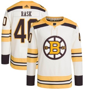 Tuukka Rask Youth Adidas Boston Bruins Authentic Cream 100th Anniversary Primegreen Jersey
