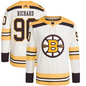 Anthony Richard Youth Adidas Boston Bruins Authentic Cream 100th Anniversary Primegreen Jersey