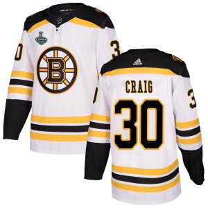 Jim Craig Men's Adidas Boston Bruins Authentic White Away 2019 Stanley Cup Final Bound Jersey