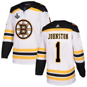 Eddie Johnston Men's Adidas Boston Bruins Authentic White Away 2019 Stanley Cup Final Bound Jersey