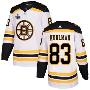 Karson Kuhlman Men's Adidas Boston Bruins Authentic White Away 2019 Stanley Cup Final Bound Jersey