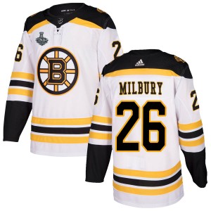Mike Milbury Men's Adidas Boston Bruins Authentic White Away 2019 Stanley Cup Final Bound Jersey