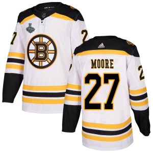 John Moore Men's Adidas Boston Bruins Authentic White Away 2019 Stanley Cup Final Bound Jersey