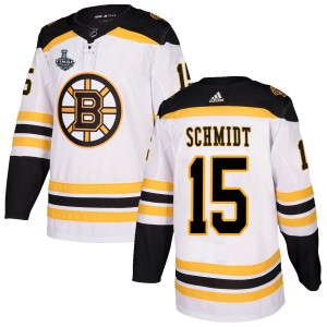 Milt Schmidt Men's Adidas Boston Bruins Authentic White Away 2019 Stanley Cup Final Bound Jersey