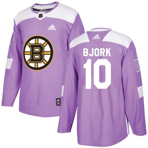 Anders Bjork Youth Adidas Boston Bruins Authentic Purple Fights Cancer Practice Jersey