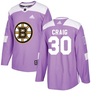 Jim Craig Youth Adidas Boston Bruins Authentic Purple Fights Cancer Practice Jersey