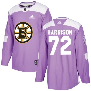 Brett Harrison Youth Adidas Boston Bruins Authentic Purple Fights Cancer Practice Jersey
