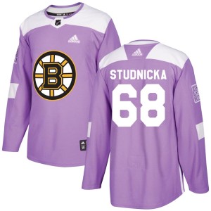 Jack Studnicka Youth Adidas Boston Bruins Authentic Purple Fights Cancer Practice Jersey