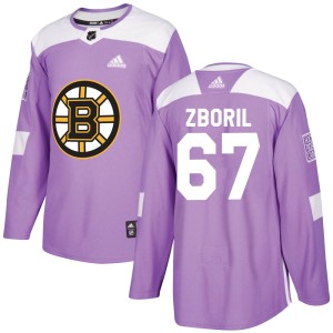 Jakub Zboril Youth Adidas Boston Bruins Authentic Purple ized Fights Cancer Practice Jersey